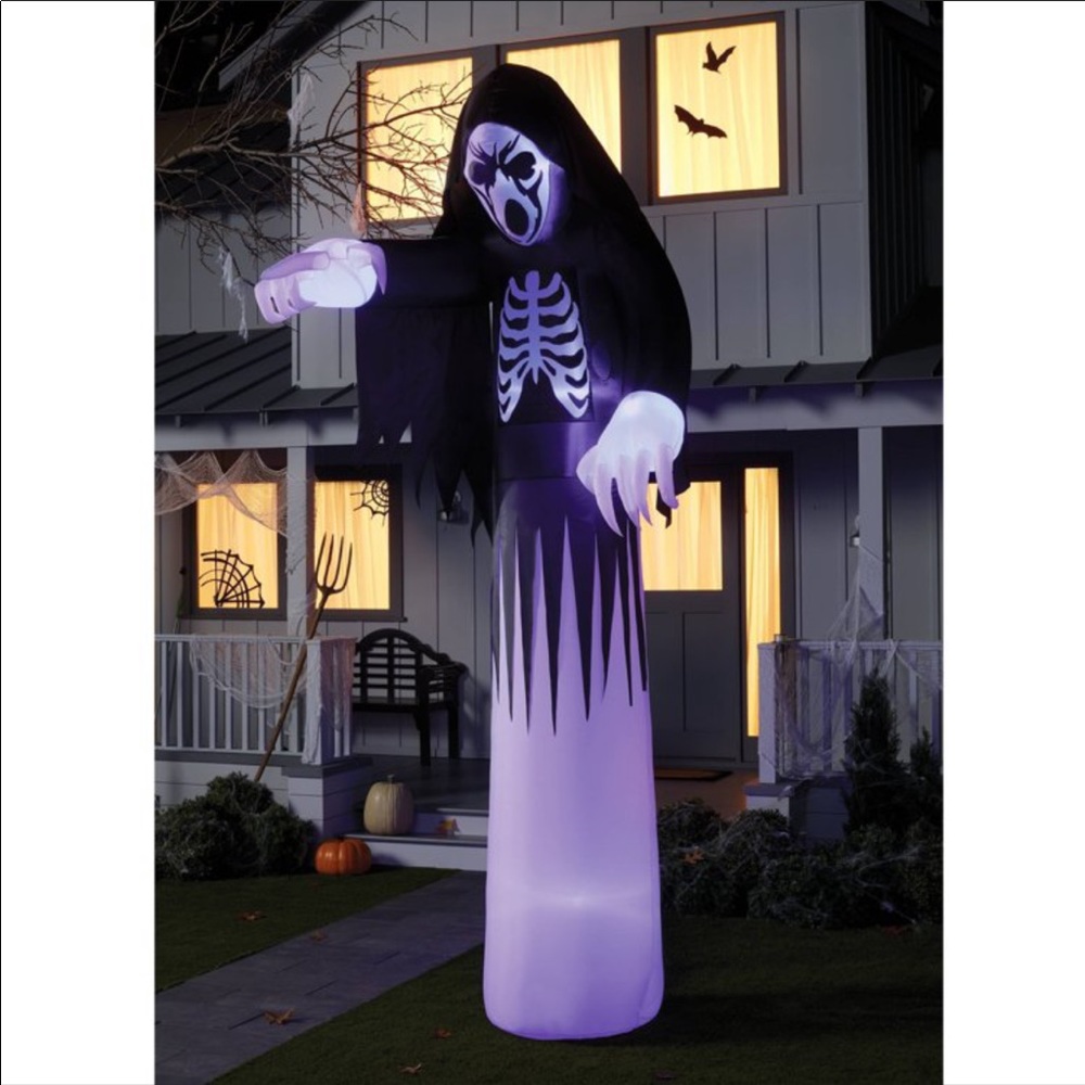 12' Inflatable Flickering Ghost Reaper Halloween Decoration